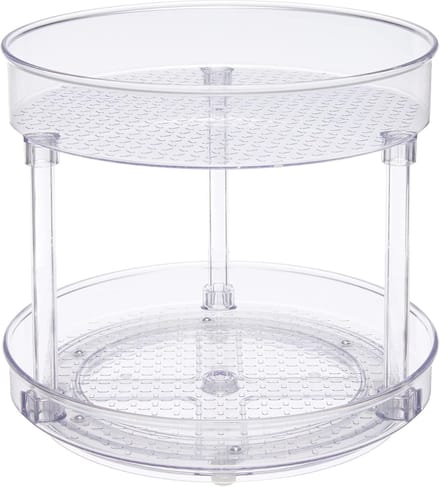 Famanu - Lazy Susan Draairek, 2 niveaus, transparant, organizer, 22,9 cm