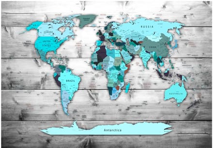 Fotobehang - World Map: Blue Continents.