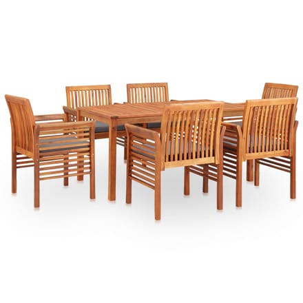 vidaXL - 7-delige - Tuinset - met - kussens - massief - acaciahout