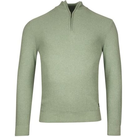 Baileys Trui Diagonal Structure Knit Uni Color Half Zip Collar Misty Green Melange / male