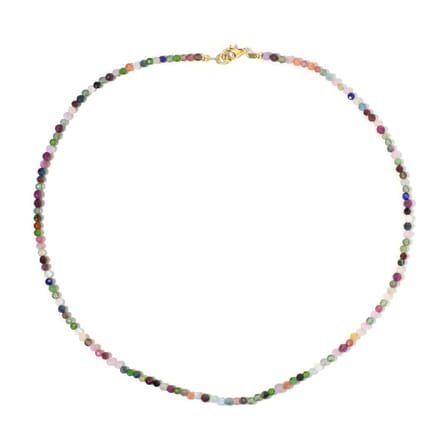 Cavill - Zilveren Halsketting - 925 Sterling Zilver - Kleurige Edelstenen 30,48 ct - Kunziet, Spinel, Robijn - Elegante Damesketting Rond Gefacetteerd