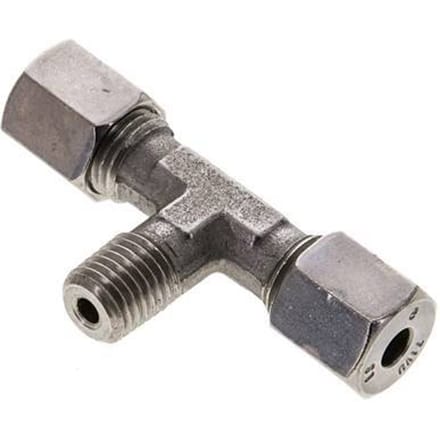 6S & M12x1.5 (con) RVS T-stuk Snijringkoppeling Buitendraad 630bar ISO 8434-1