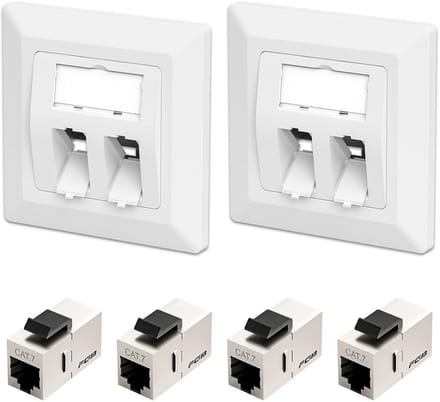Netwerk Contactdoos - Keystone Module - Internet Aansluiten - 10 Gbit/s Snelheid - 2 Stuks - Wit