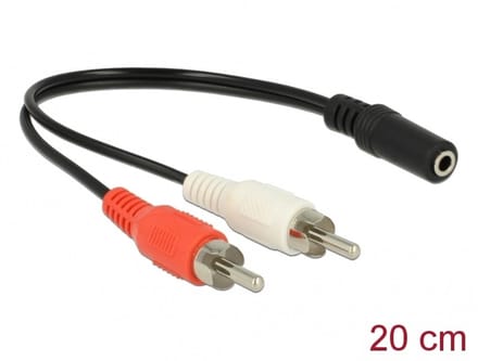 Delock 85806 Cinch / Jackplug Audio Aansluitkabel [2x Cinch-stekker - 1x Jackplug female 3,5 mm] 0.2 m Zwart, Rood, Wit