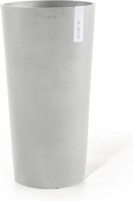 Ecopots Amsterdam Extra High 90 - White Grey - Ø49,8 x H91 cm - Ronde witgrijze bloempot