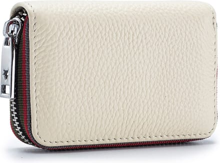 ZILOU® Leren Pasjeshouder met Rits - RFID Anti‑Skim - 14 Pasjes - Beige / Ivoorwit