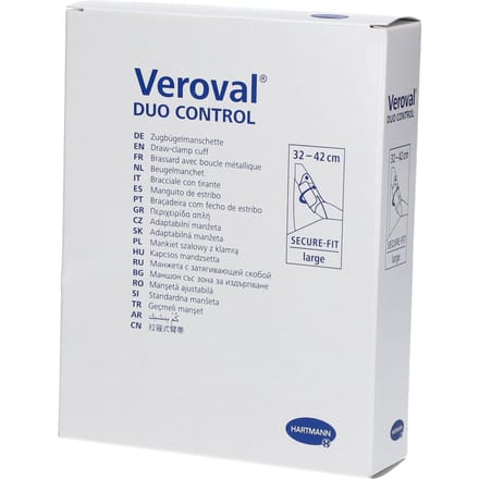 Veroval - Duo Control secure fit manchet, maat L - Blauw (32 - 42 cm bovenarm omtrek)