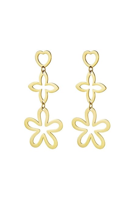 Bijoutheek Oorknoppen Statement 3 Charms Flower Goud