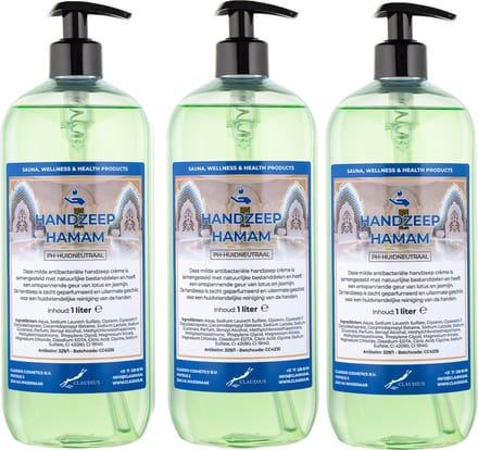 Handzeep Hamam 1 liter - met gratis pomp - set van 3 stuks