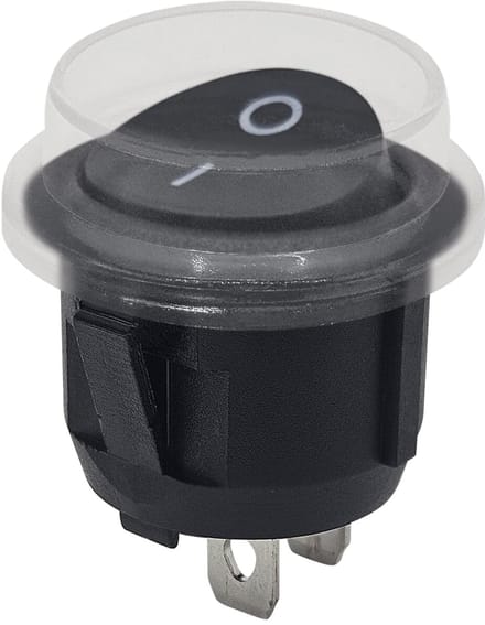 ProRide Wipschakelaar ON/OFF KCD2-202 - met Beschermkapje - 2-pins - Rond ⌀20mm - 250V/6A - Zwart