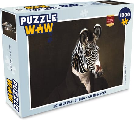 Puzzel Schilderij - Zebra - Dierenkop - Legpuzzel - Puzzel 1000 stukjes volwassenen