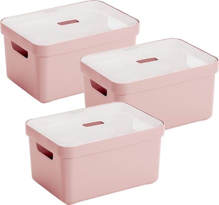 Sunware Sigma Home opbergbox 13L - Set van 3 - Roze/Transparant