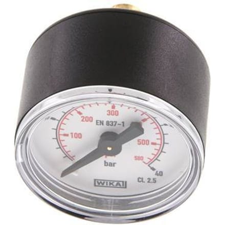 0..40 Bar Manometer Achteraansluiting Kunststof/Messing 40 mm Klasse 2.5