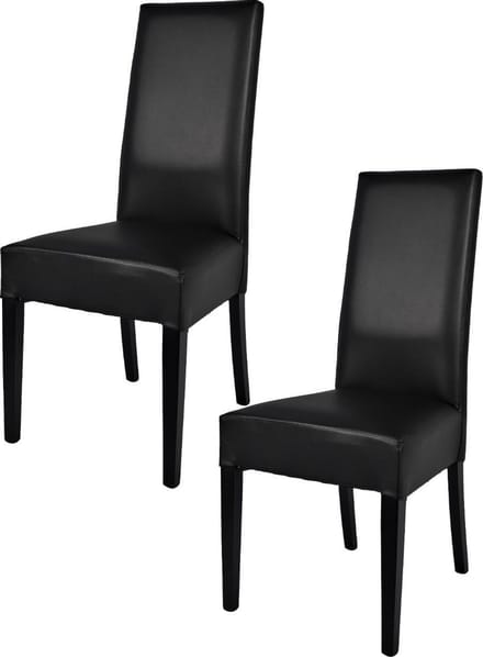 Tommychairs Luisa - Eetkamerstoelen - Set van 2 - Zwart - Kunstleer & Hout