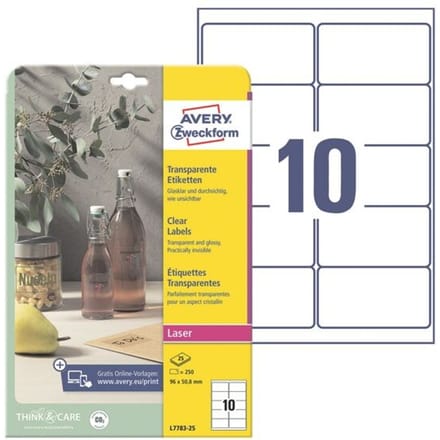 Kristalheldere etiketten 96x50,8 mm »L7783-25« 250 stuks