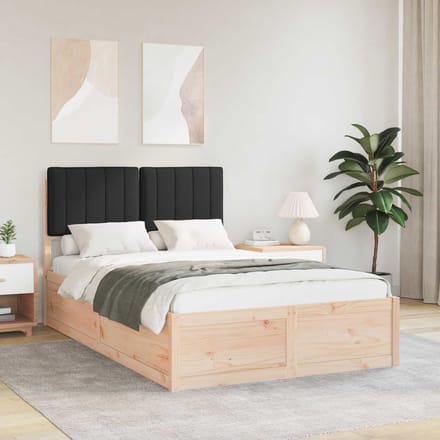 vidaXL - Bedframe - met - Gevoerde - Hoofdbord - Zwart - 120 - x - 190 - cm