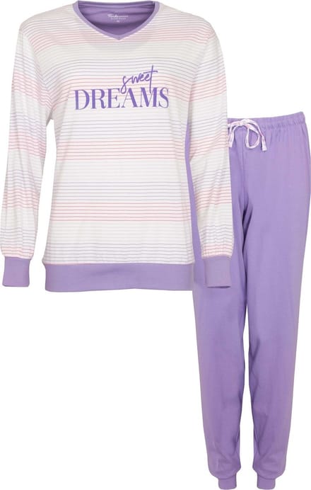 Tenderness Dames Pyjama - Katoen - V Hals - Paars - Maat XL