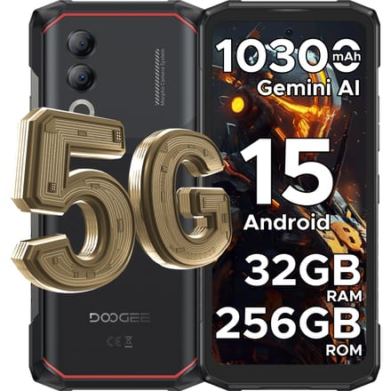 Robuste DOOGEE Blade20 Turbo 5G Android 15 Gemini AI Smartphone, 32GB, dubbele camera, mAh, NFC