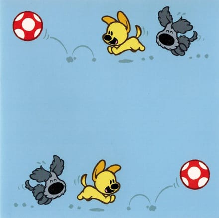 Wenskaart Woezel en Pip: blanco blauw bal