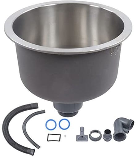 Dailygoody - Mini Ronde Rvs Spoelbak - Afvoer en Zeeffunctie - 30 cm