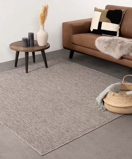 Laagpolig vloerkleed vierkant - Lush taupe 100x100