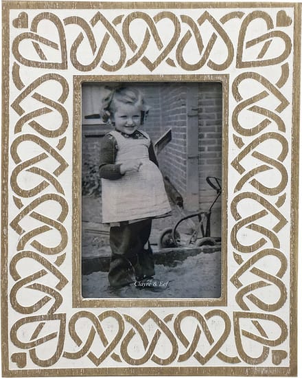 Clayre & Eef Fotolijst 10x15 cm Wit Beige Hout