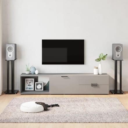 vidaXL Luidsprekerstandaards 2 st 3 pijlers gehard glas zwart