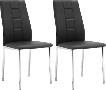 Edita-Eetkamerstoel - Zwart/Chroom - Set van 2