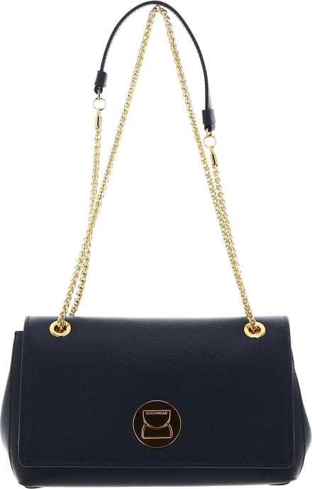 COCCINELLE Leren Schoudertas Liya Shoulder Bag Midnight Blue Donkerblauw