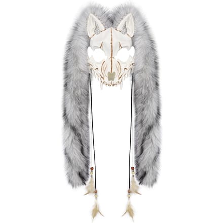 Nepbont Bont Weerwolf Masker Viking Kostuum Accessoire Voor Carnaval Cosplay Themafeesten white