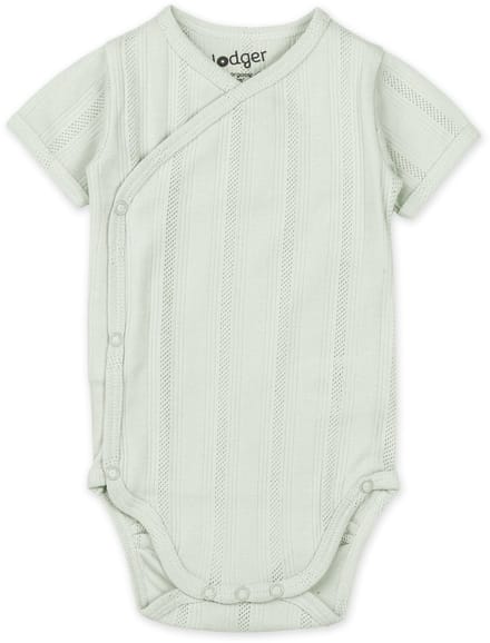 Lodger Romper met korte mouwen - Pointelle - Bruin - Maat 68 - bio katoen - Overslag romper