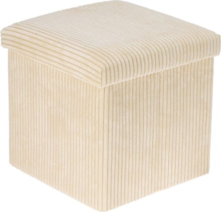 Corduroy Opvouwbare Poef -38x38x38cm - Beige
