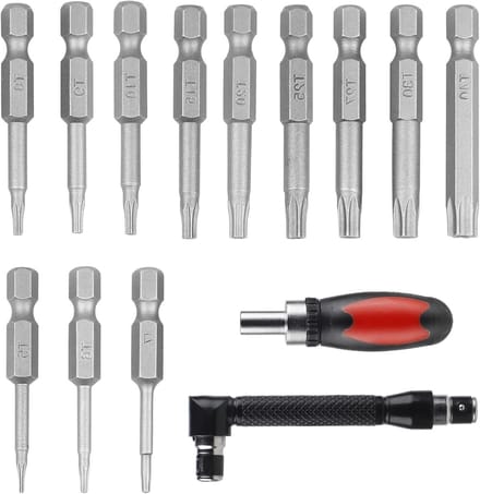 Schroevendraaierset - Torx bits - Mechanisch onderhoud - Magnetische kop - 50 mm lang - Zilverkleurig