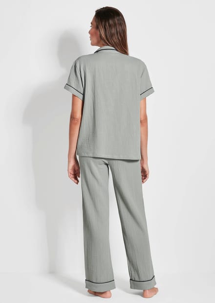 Pyjama van mousseline - mintgroen - Gr. 44 van Goldner Fashion
