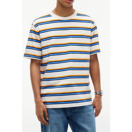 Tommy Hilfiger Yarn Dye Multistripe Ivory Petal Multi Stripe Größe: XL | Basic T-Shirts Outlet | Herren | Weiß