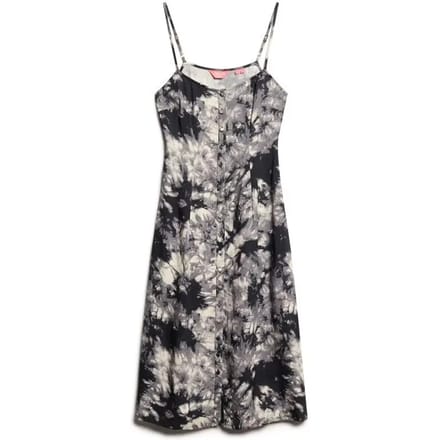Superdry - Cami midi-jurk met knoopsluiting en print - Dames - Jurken