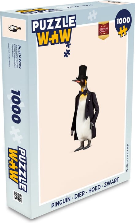 Puzzel Pinguïn - Dier - Hoed - Colbert - Zwart - Legpuzzel - Puzzel 1000 stukjes volwassenen