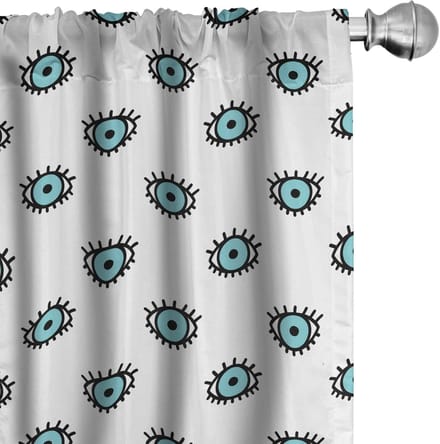 ABAKUHAUS – Doodle Ogen Voorhang 2x75x175 cm – Seafoam/Wit