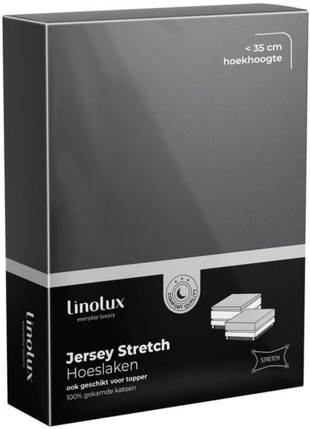 Linolux (topper) Hoeslaken Jersey Dark Grey 180x220