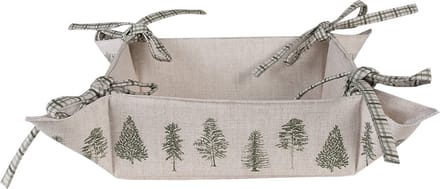 Clayre & Eef Broodmand 35x35x8 cm Beige Groen Katoen Dennenbomen