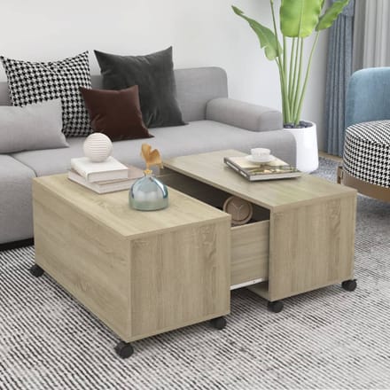 vidaXL - Salontafel - 75x75x38 - cm - bewerkt - hout - sonoma - eikenkleurig