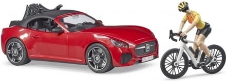Bruder Roadster met racefiets en fietser