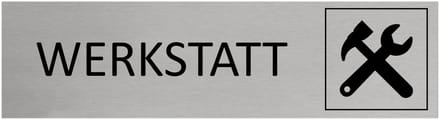 CombiCraft Aluminium Deurbordje "Werkstatt " 165x45mm met tape