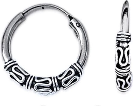 Amanto Oorbellen Finet Large - 925 Zilver Geoxideerd - Bali - 3mm - ∅17mm