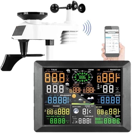 Weerstation Professional - Weerstation met buitensensor - Tuinweer Monitoren - 7-in-1 Buitensensor - 10.2 inch Display - Wit
