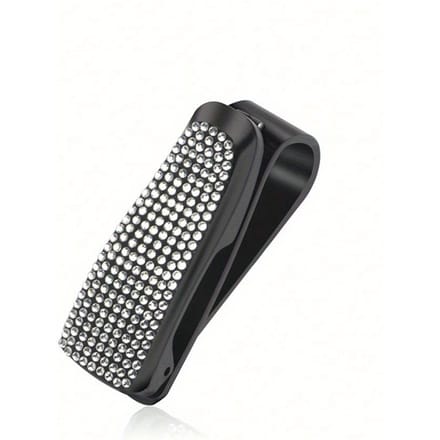 1 stuks Strass Decor Auto Zonneklep Brilhouder Clip one-size wit