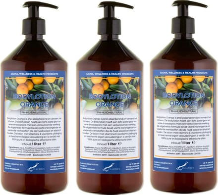 Bodylotion Orange 1 Liter - met gratis pomp - set van 3 stuks
