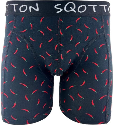 Boxershort - SQOTTON® - Chili Peppers - Zwart - Maat M