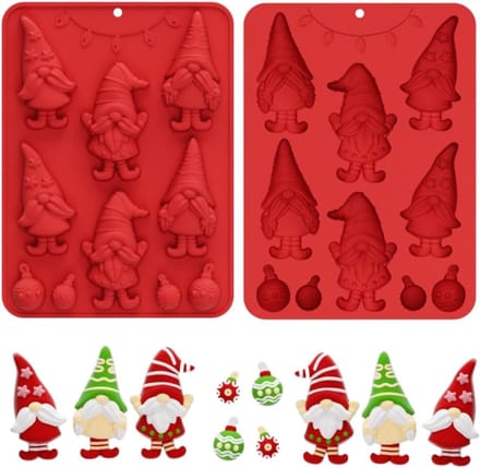 Solidchoice - Silikonenvorm voor 3D Chocolade en Snoep met Kabouter en Kerstbal Motief
