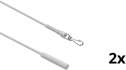 Witte trekstang om gordijnen te openen - 100 cm - 2 stuks